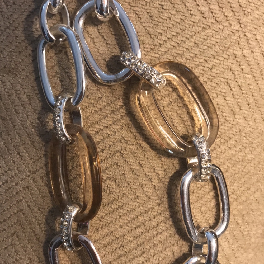 Chunky Link Statement Necklace with Bling - Picture 6 of 8